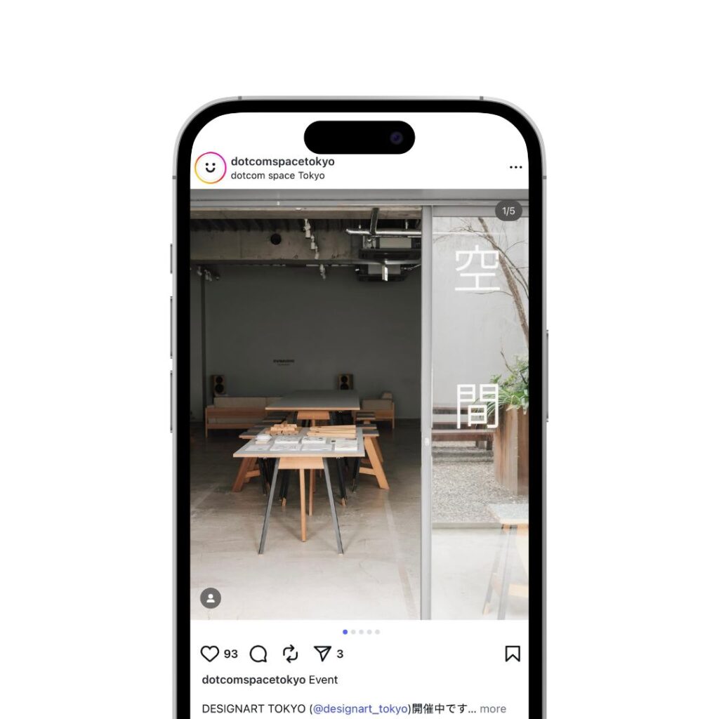 This image shows an Instagram post of the coworking space dotcomspace in Tokyo.